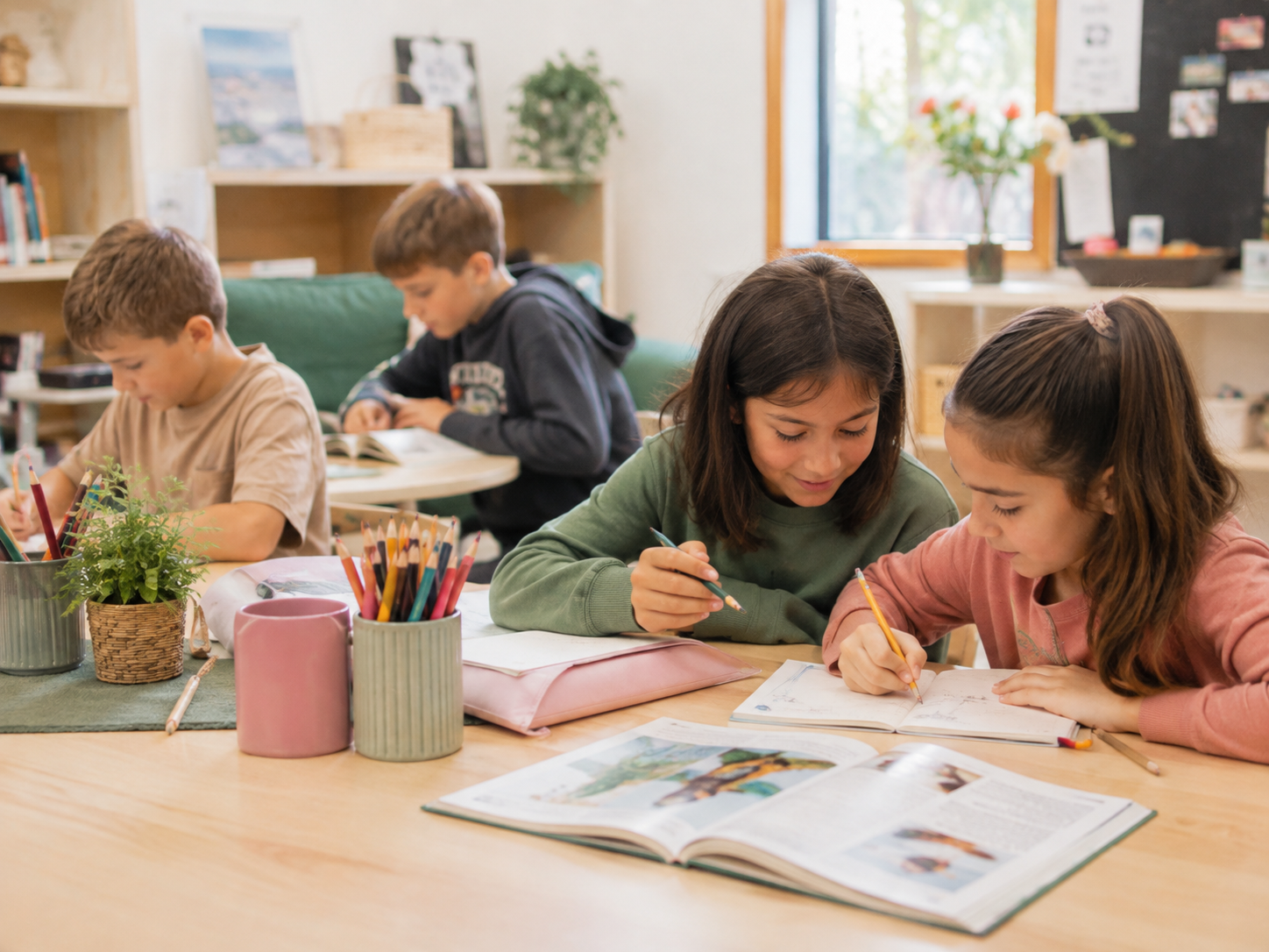 School age children doing activities